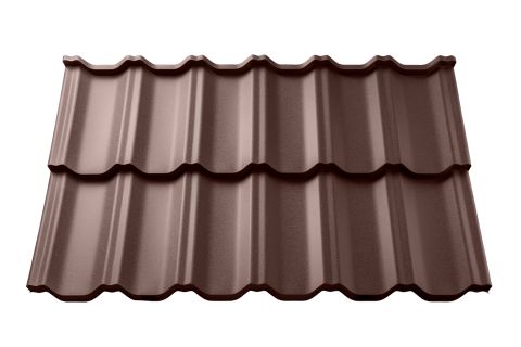  Модульная металлочерепица GERMAN Pladur Wrinkle Mat Zn-Mg 130 г/м² Шоколадно-коричневый RAL 8017